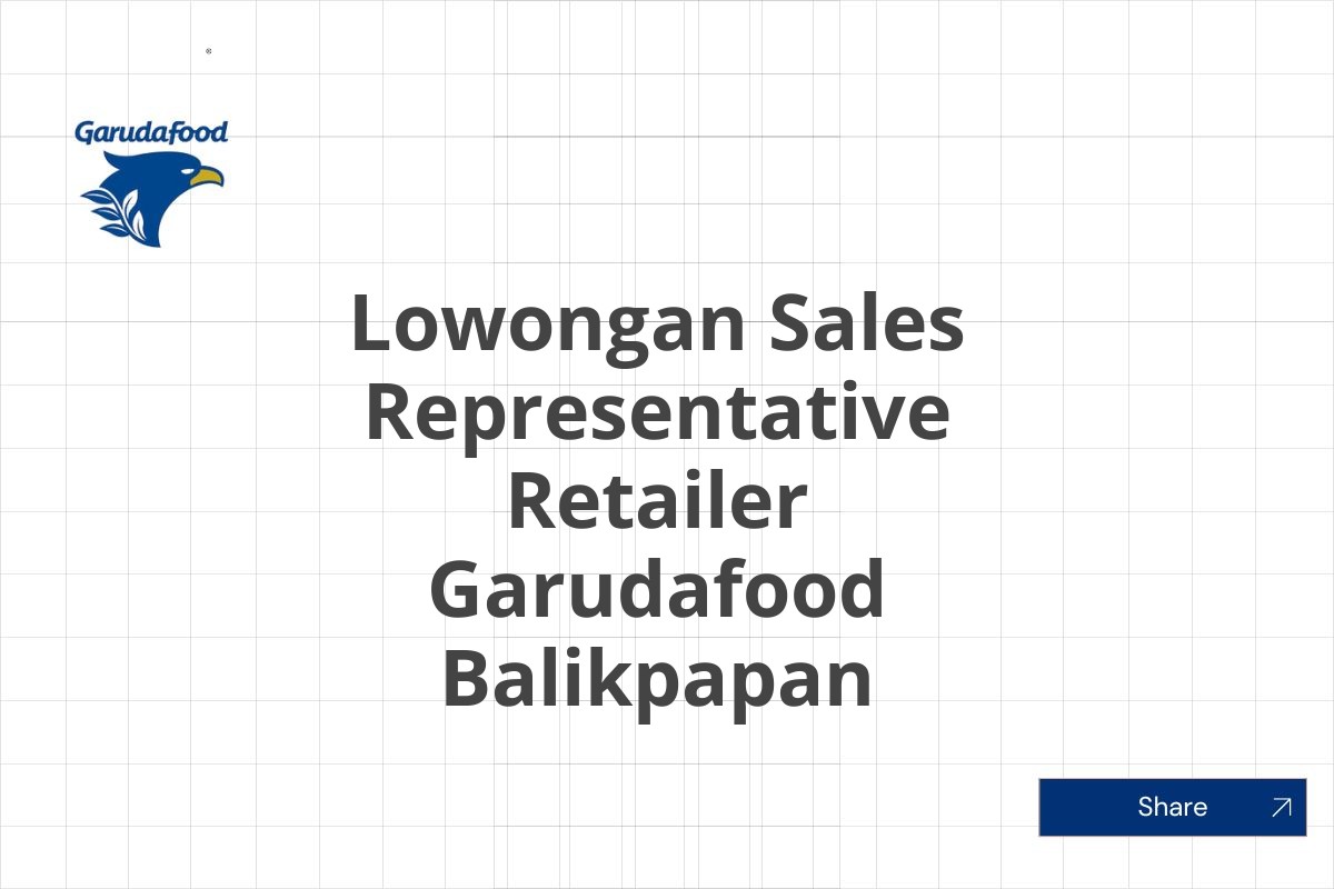 Lowongan Sales Representative Retailer Garudafood Balikpapan