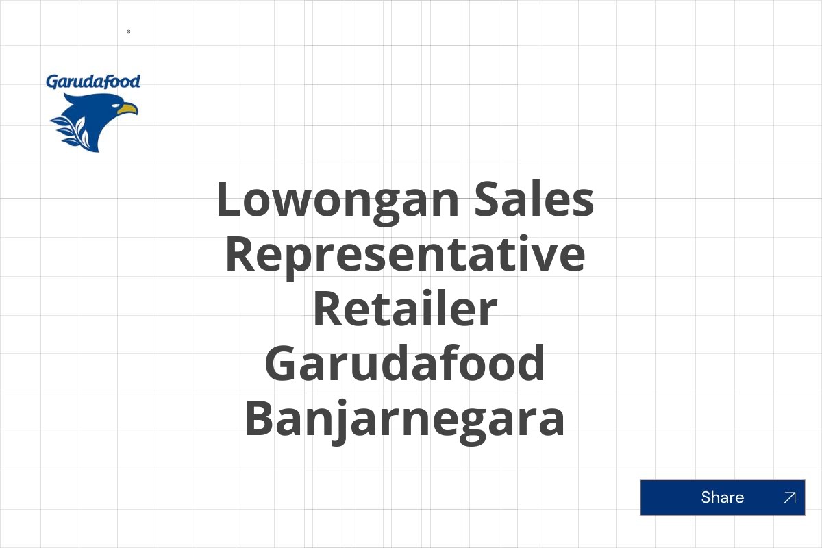 Lowongan Sales Representative Retailer Garudafood Banjarnegara