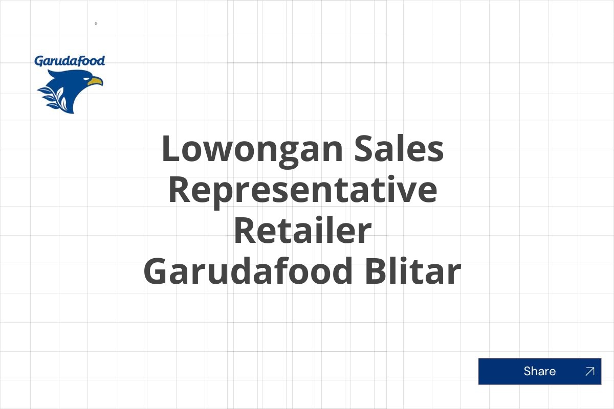 Lowongan Sales Representative Retailer Garudafood Blitar