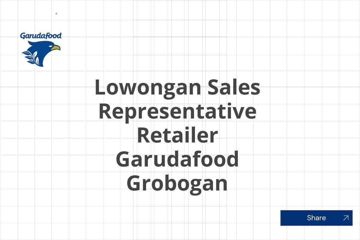 Lowongan Sales Representative Retailer Garudafood Grobogan