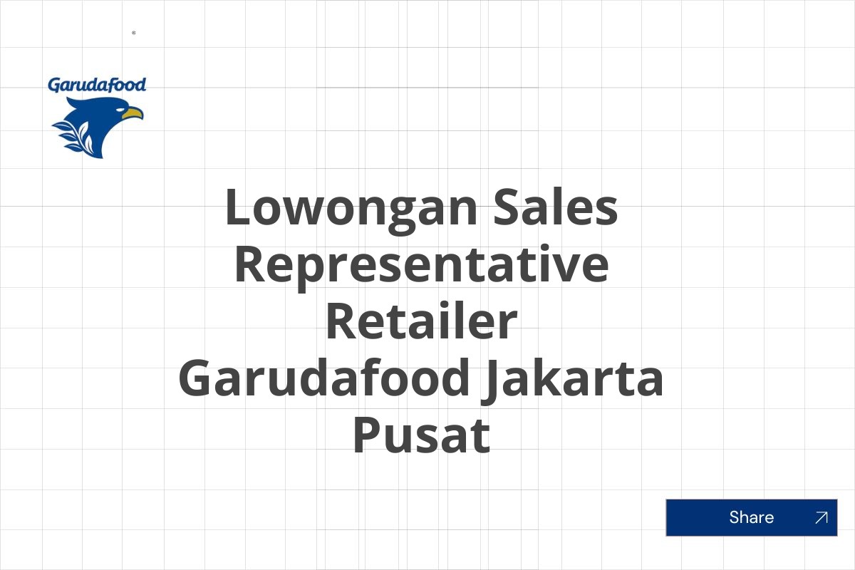 Lowongan Sales Representative Retailer Garudafood Jakarta Pusat