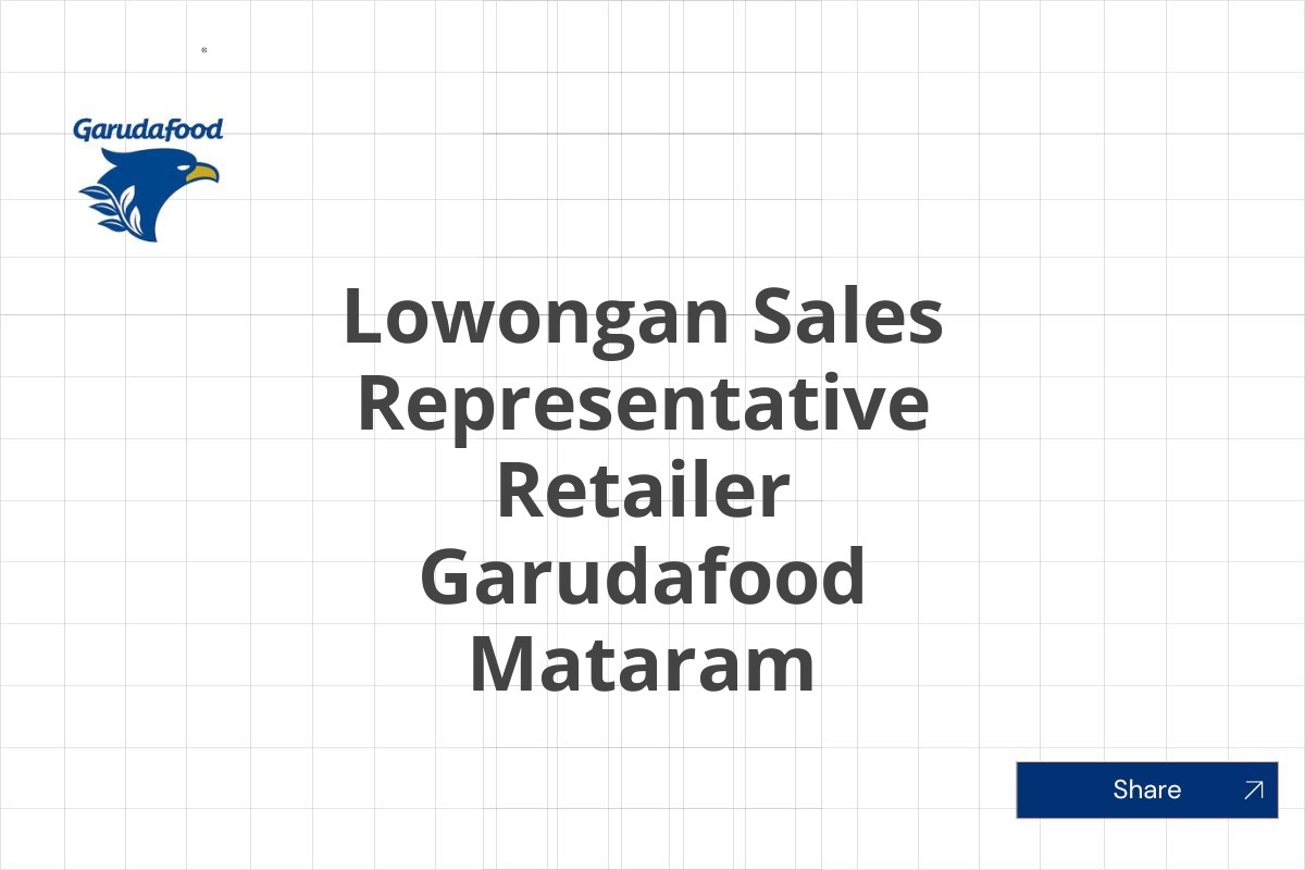 Lowongan Sales Representative Retailer Garudafood Mataram