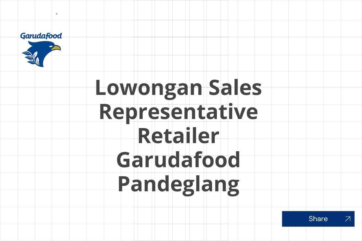 Lowongan Sales Representative Retailer Garudafood Pandeglang