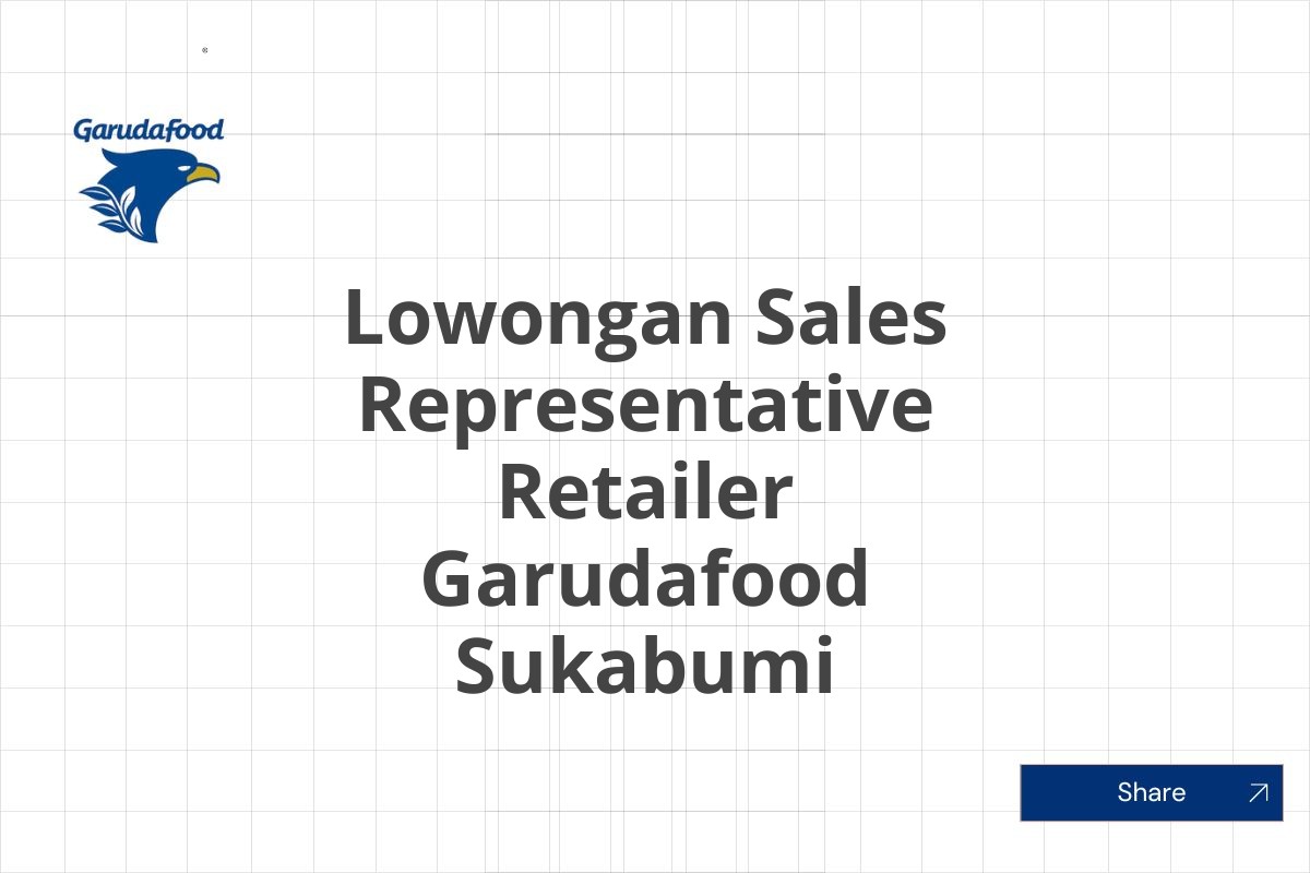 Lowongan Sales Representative Retailer Garudafood Sukabumi