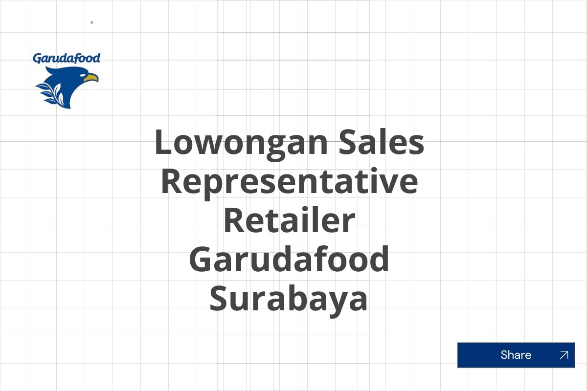 Lowongan Sales Representative Retailer Garudafood Surabaya