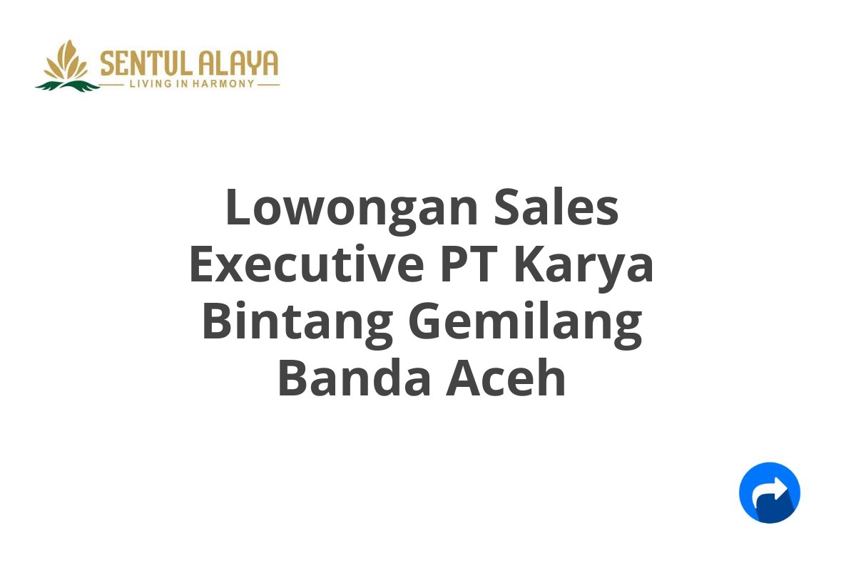 Lowongan Sales Executive PT Karya Bintang Gemilang Banda Aceh