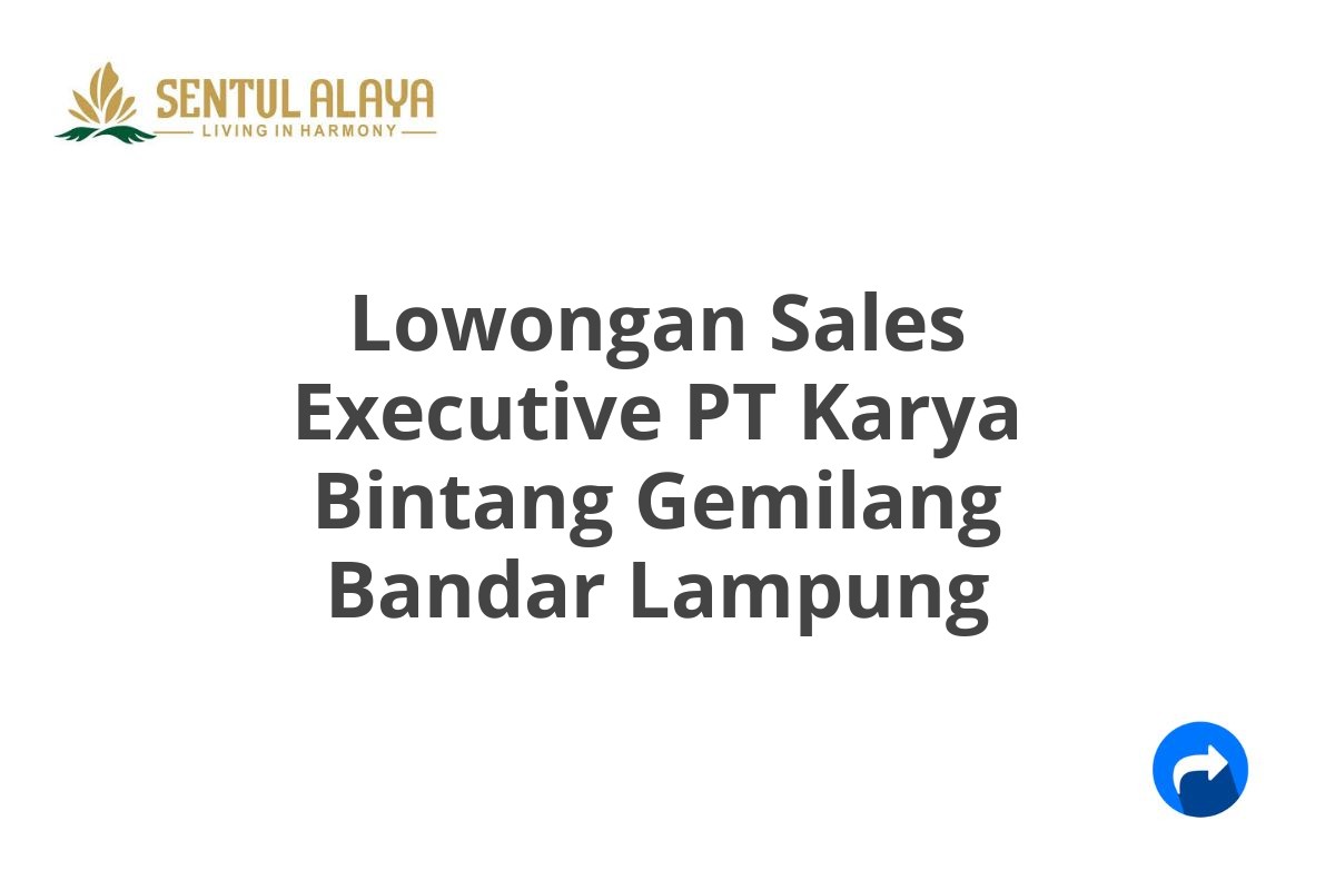 Lowongan Sales Executive PT Karya Bintang Gemilang Bandar Lampung