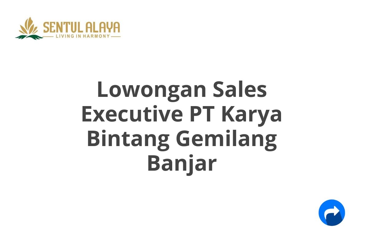 Lowongan Sales Executive PT Karya Bintang Gemilang Banjar