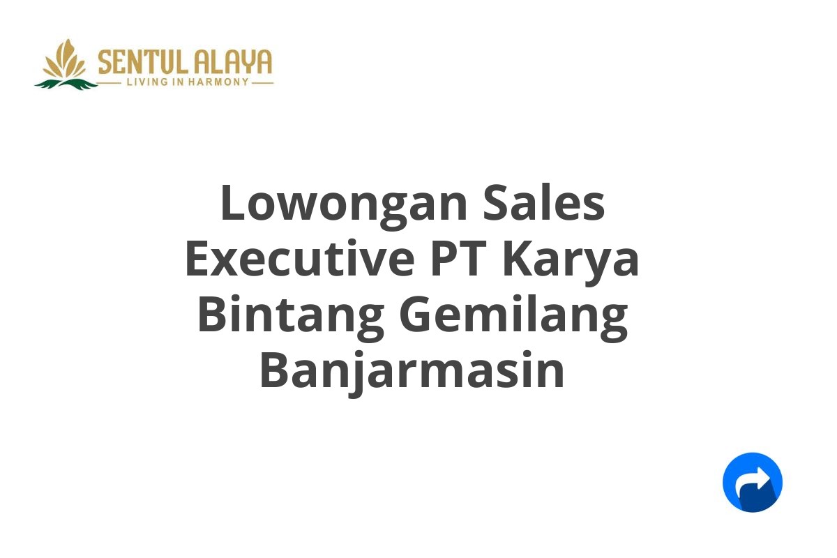 Lowongan Sales Executive PT Karya Bintang Gemilang Banjarmasin