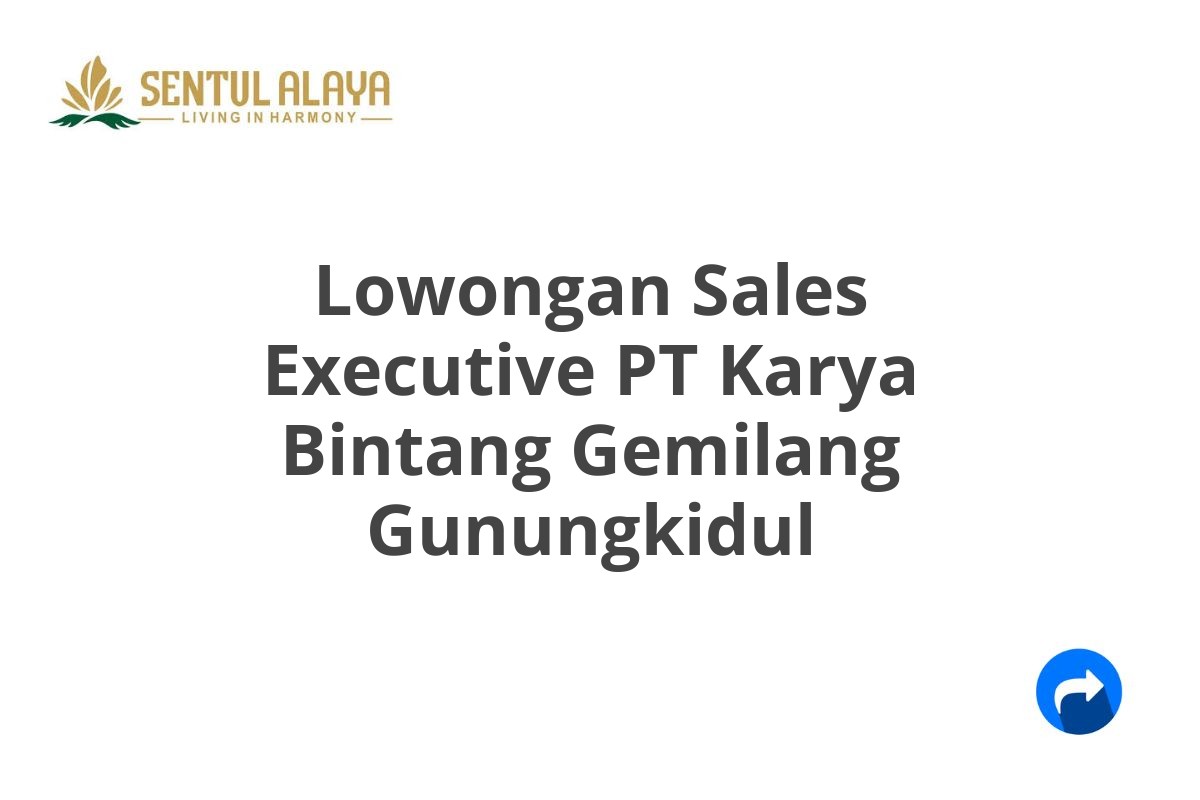 Lowongan Sales Executive PT Karya Bintang Gemilang Gunungkidul