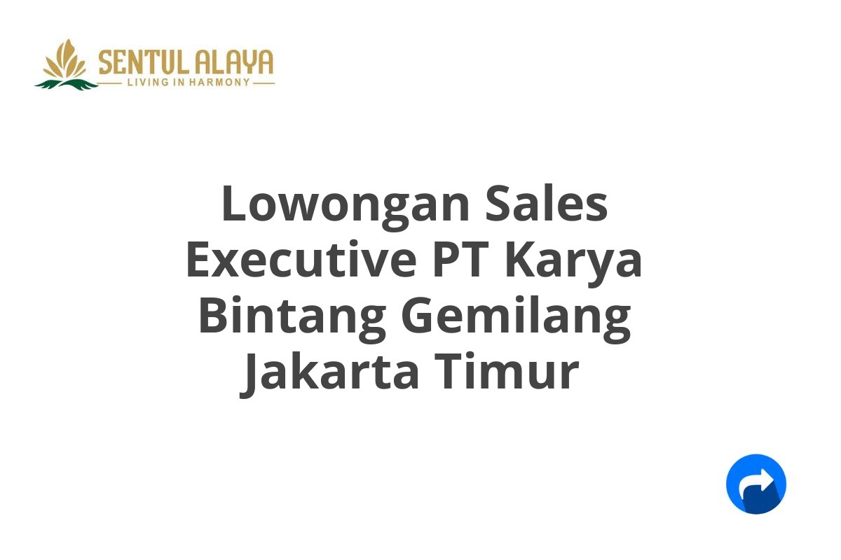 Lowongan Sales Executive PT Karya Bintang Gemilang Jakarta Timur